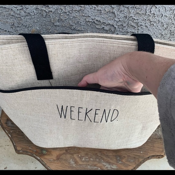 Rae Dunn WEEKEND Bag Insulated Tote Large Linen - Picture 2 of 6